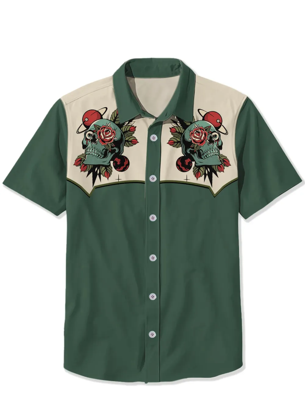 Vintage Skull Flowers And Planet Shirt