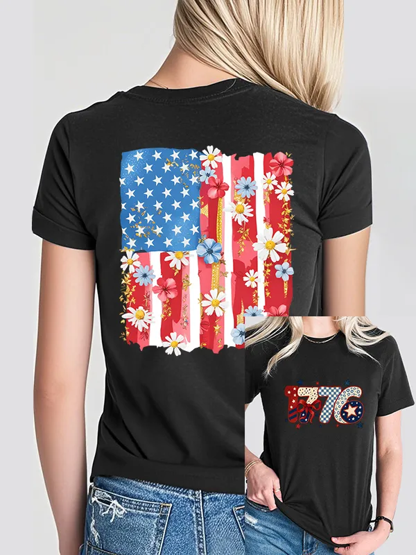 Woman'S 1776 Independence Day Print Short-Sleeved T-Shirt
