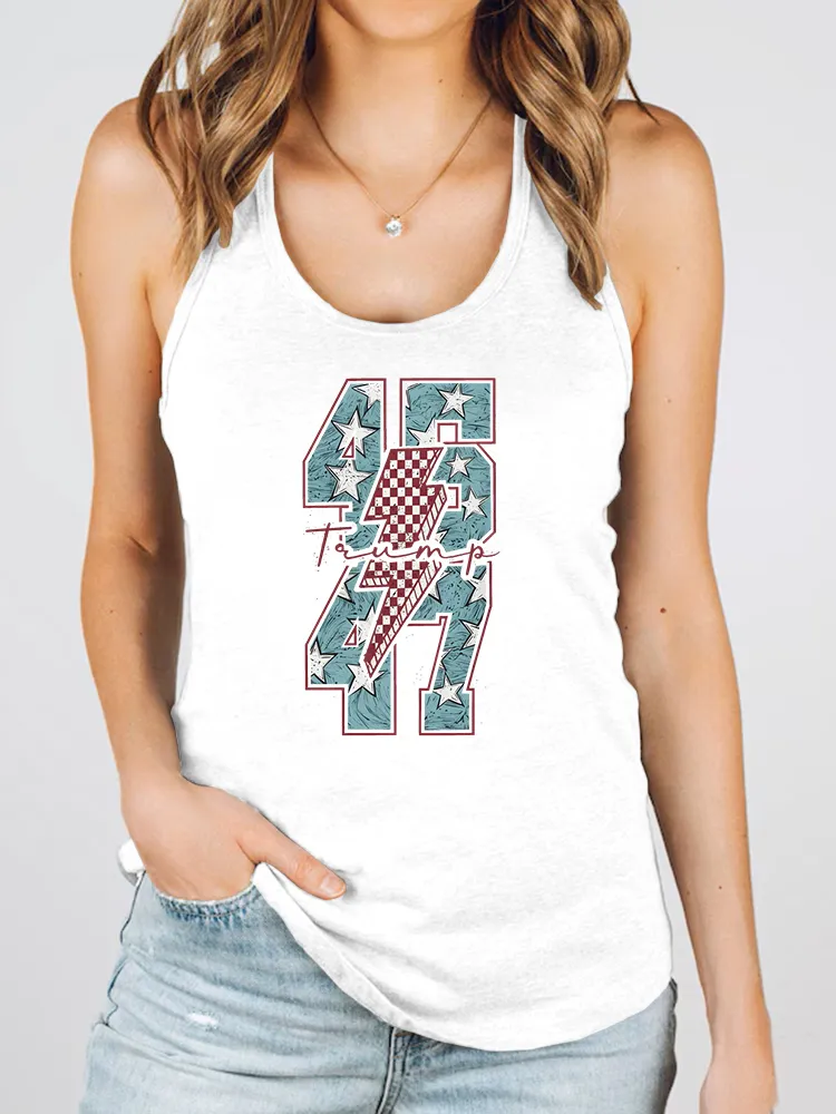 Women'S 4647 Print Round-Necked Sleeveless Vest