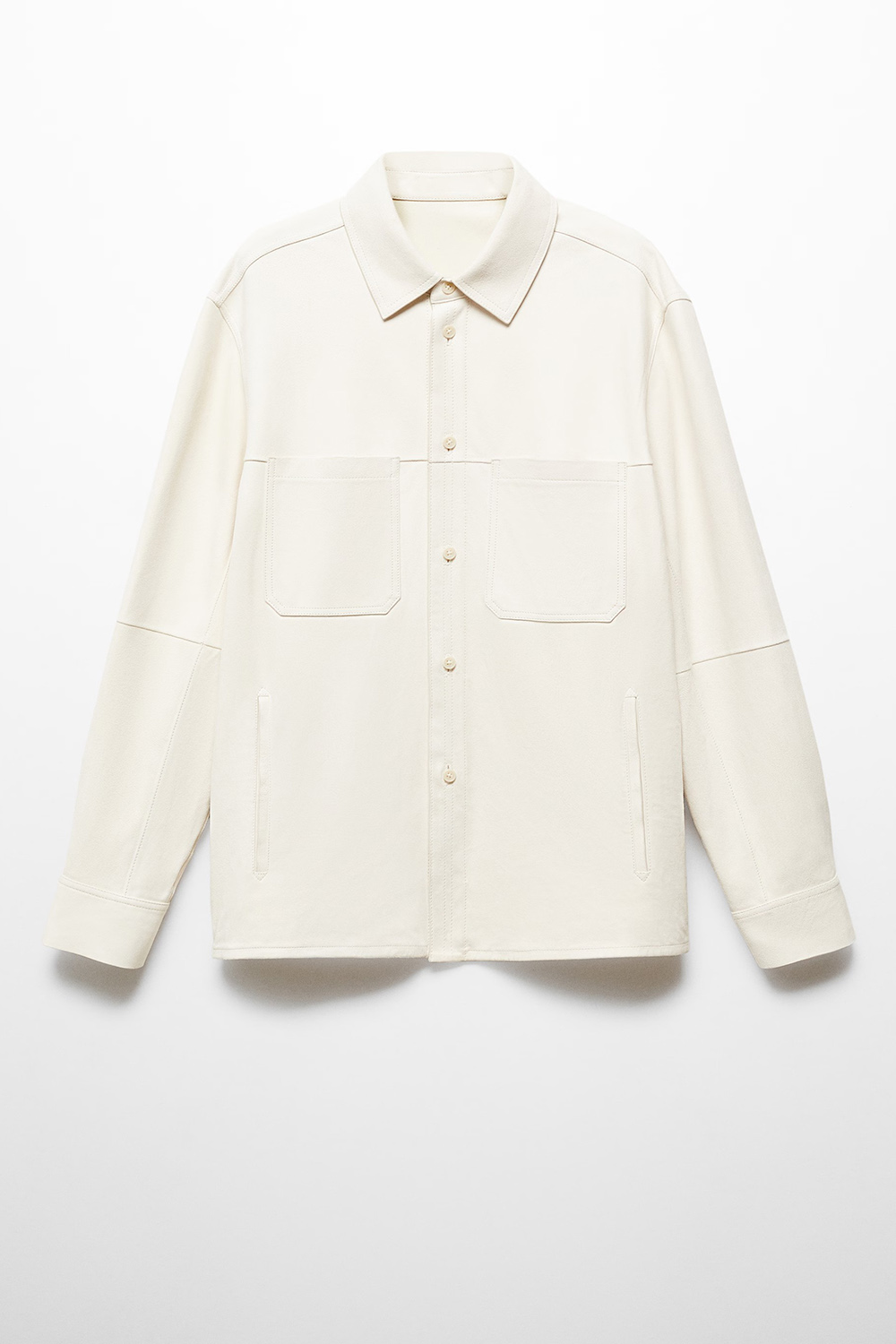 100% Leather Overshirt With Pockets