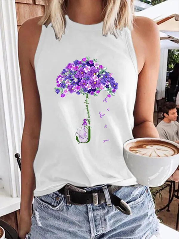 Women'S Round-Neck Sleeveless Vest With I Will Remember For You