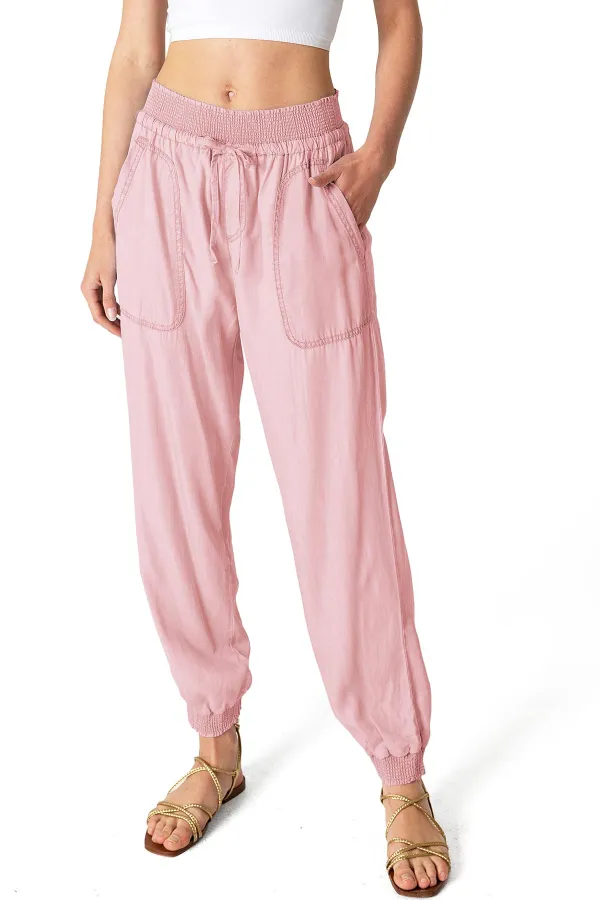 Light Blue Elastic - Waist Jogger Pants