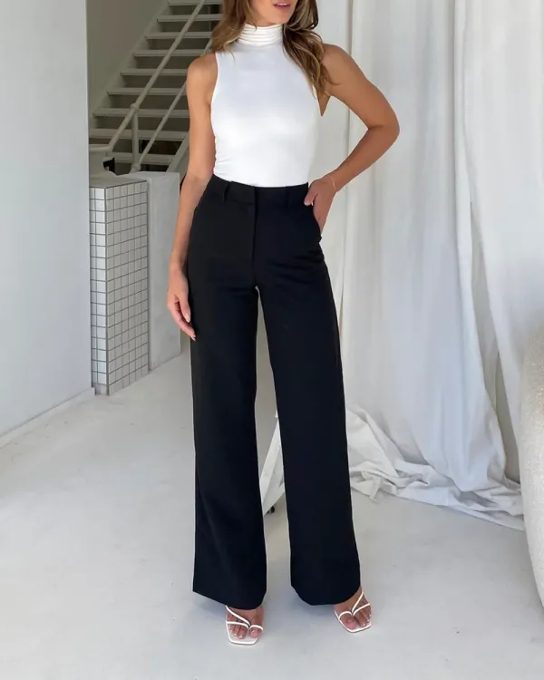 Black Wide-leg Suit Pants