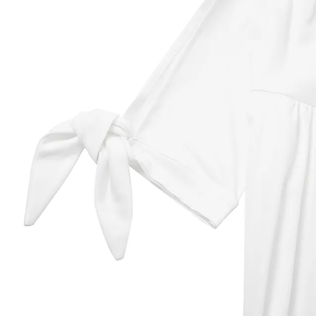 Women's Casual Dress Shift Dress White Dress Midi Dress White Short Sleeve Pure Color Button Summer Spring V Neck Basic Vacation Loose Fit 2023 S M L XL XXL 3XL