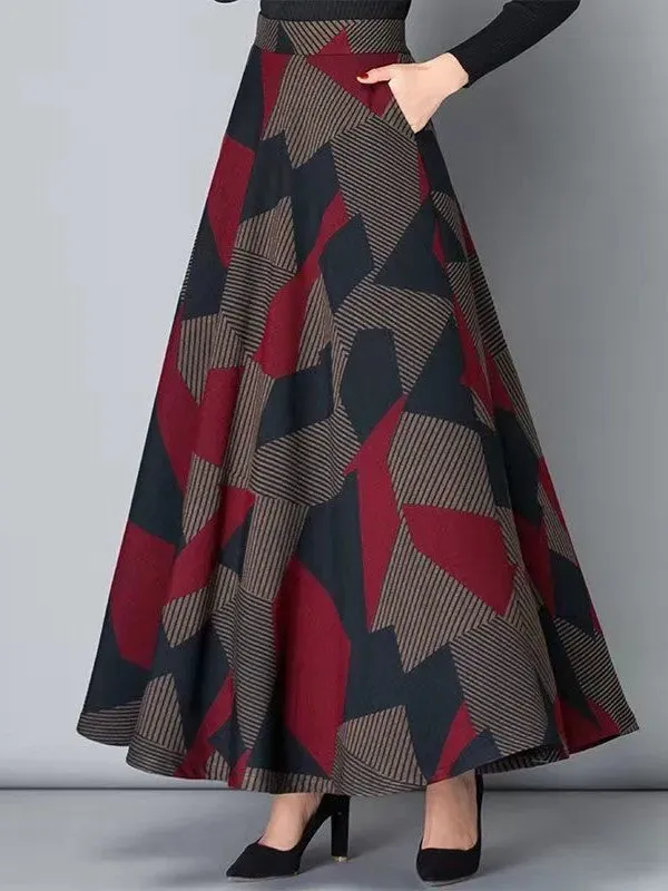 Color Block Casual Loose Skirt