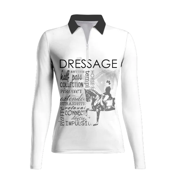 Women's Riding Style Dressage Print Long Sleeve Casual Lapel Shirt