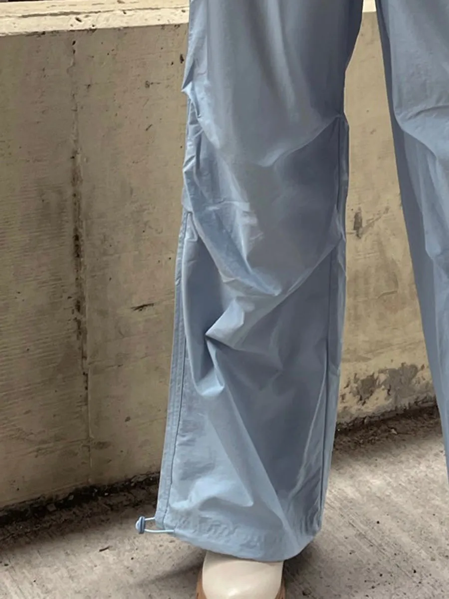 Women Casual Solid Color Loose Drawstring Pants