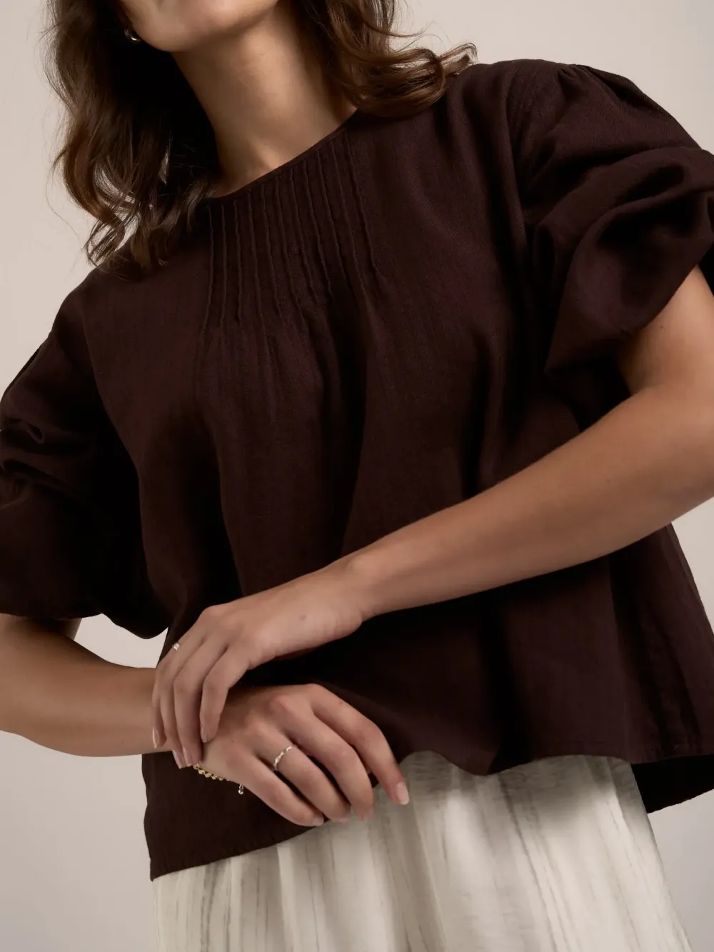 Pleated Linen Top