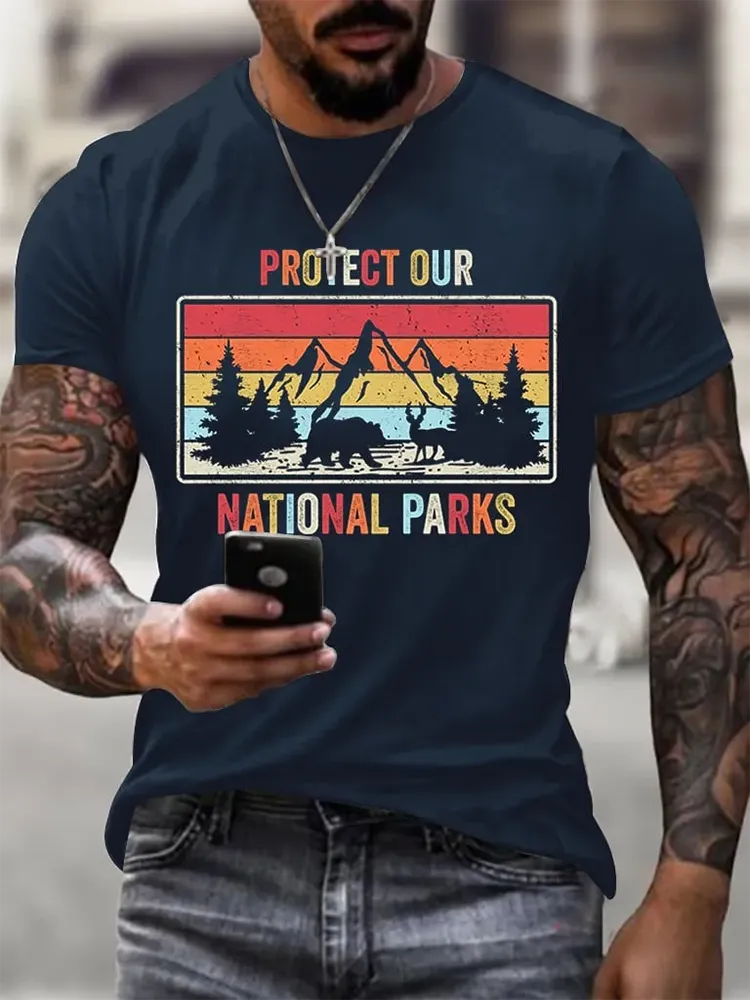 Man'S Protect Our National Parks Round-Nack Short Sleeve T-Shirt