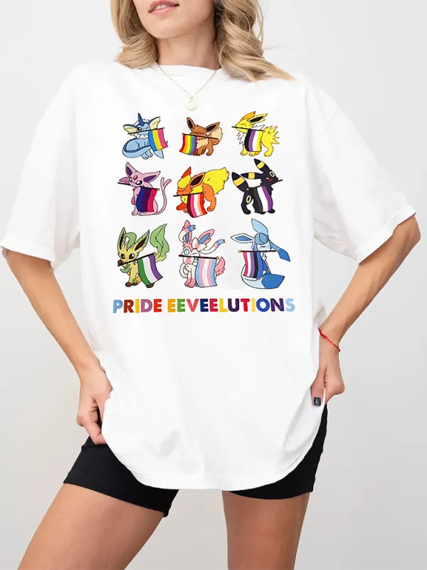 Women'S Pride Eeveelutions Round-Neck Short Sleeve T-Shirt