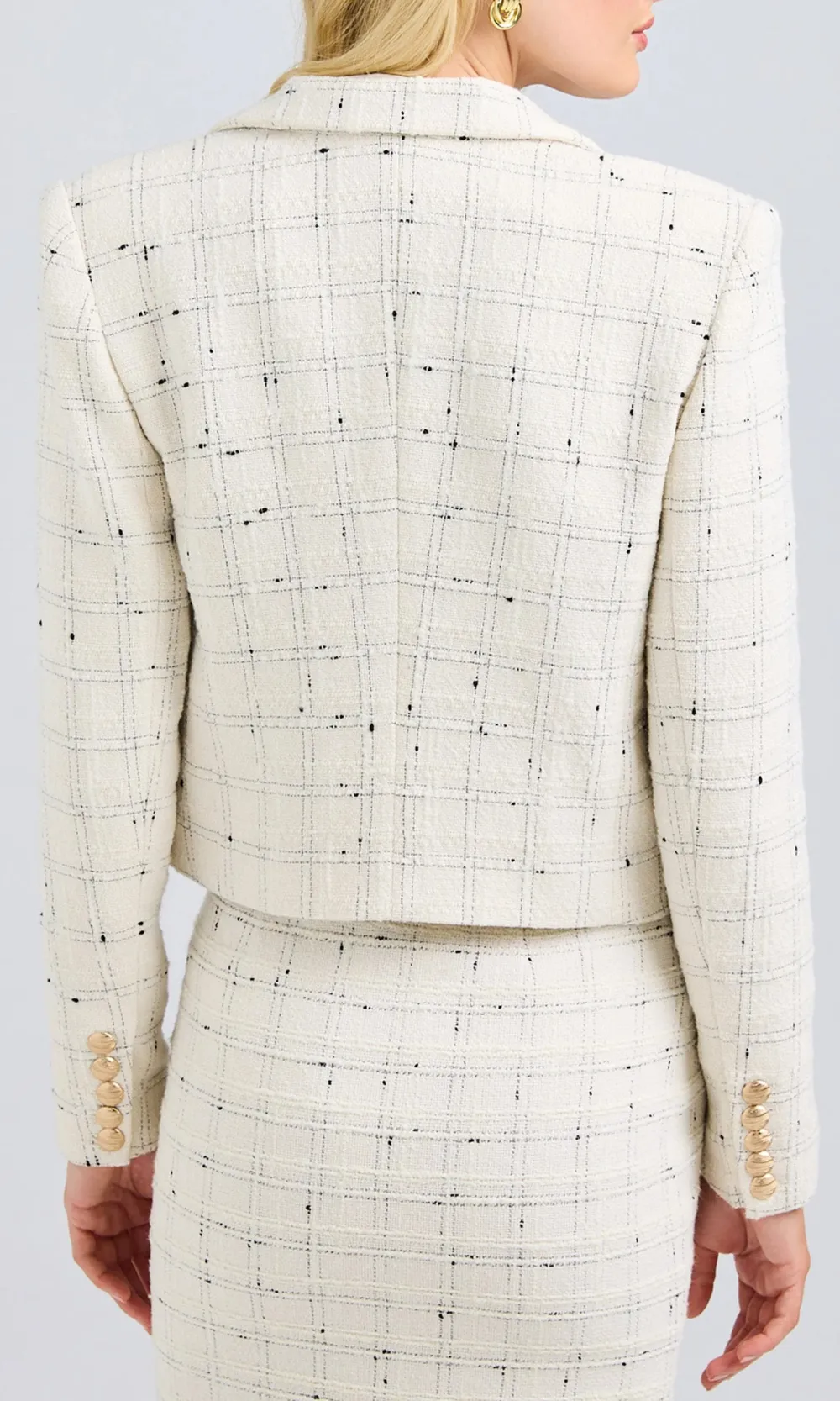 White Cropped Tweed Jacket