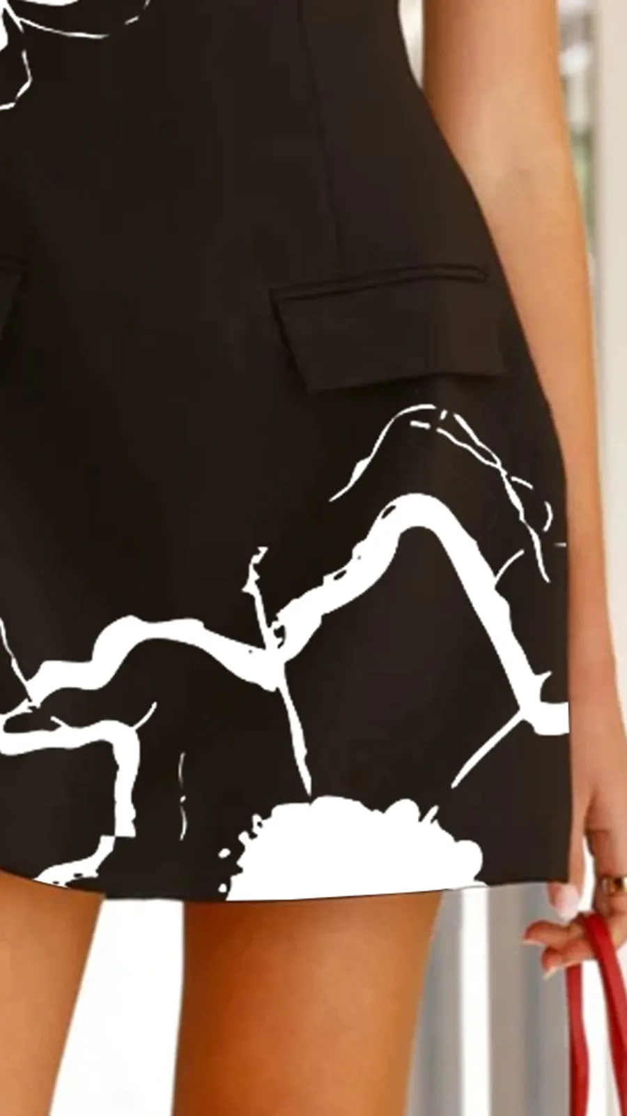 High Neckline Capped Sleeve Mini Dress