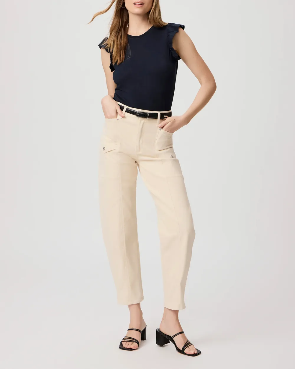 Black Flutter Sleeve Sleeveless Top