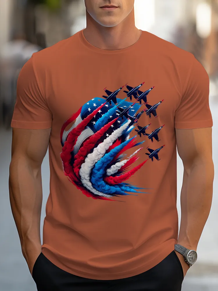 Airplane Smoke-Pulling Performance Print Short Sleeves T-Shirt