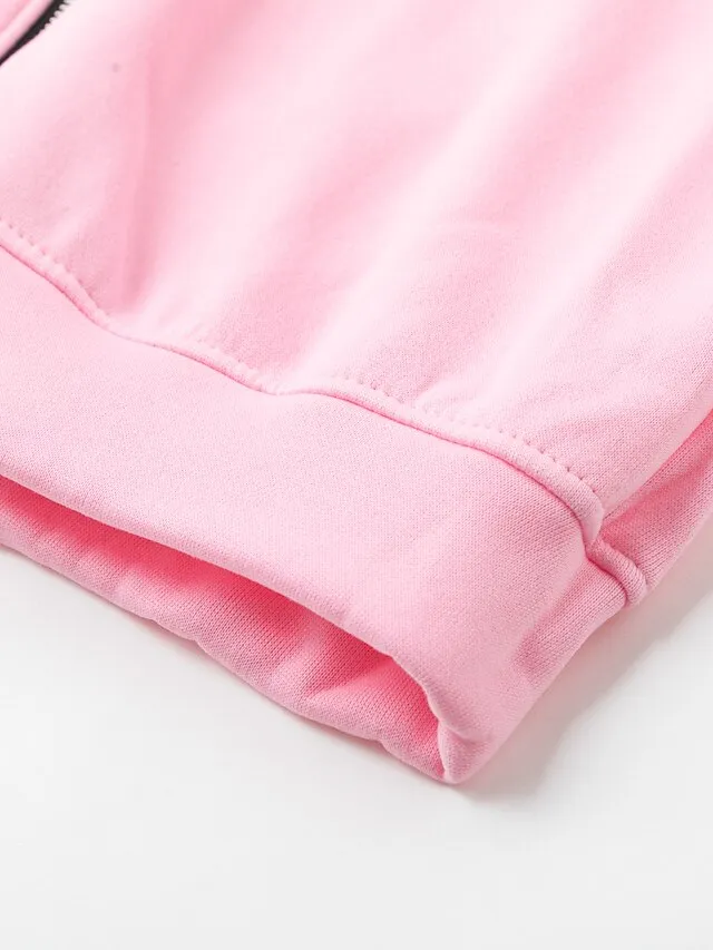Women's Casual Jacket Fall Windproof Hoodie Jacket with Pockets Casual Workout Regular Long Coat Warm Stylish Long Sleeve Plain Black Pink Wine Sport Street