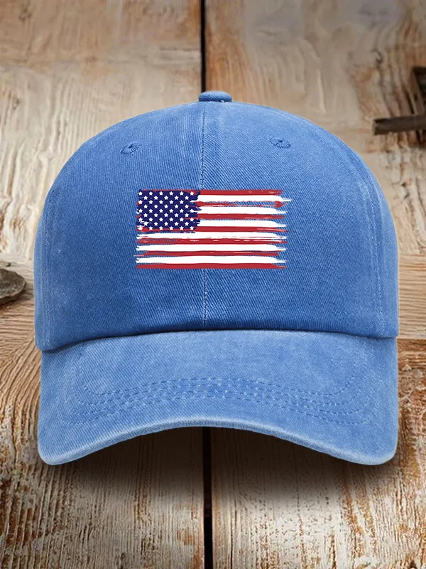 National Flag Print Washed Baseball Cap