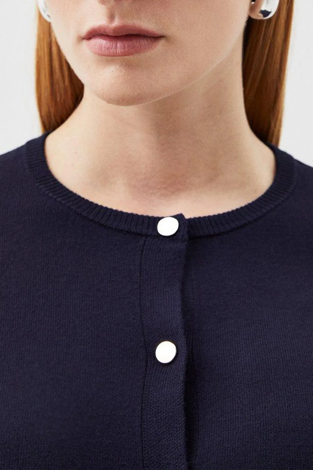 Viscose Blend Knitted Crew Neck Cardigan