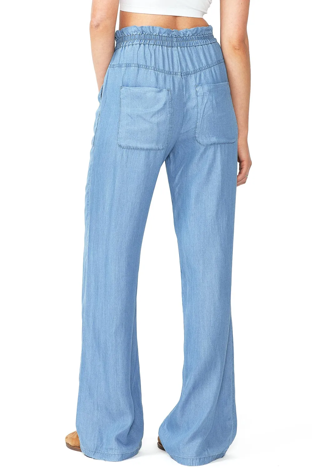 Light Blue Elastic - Waist Wide - Leg Pants