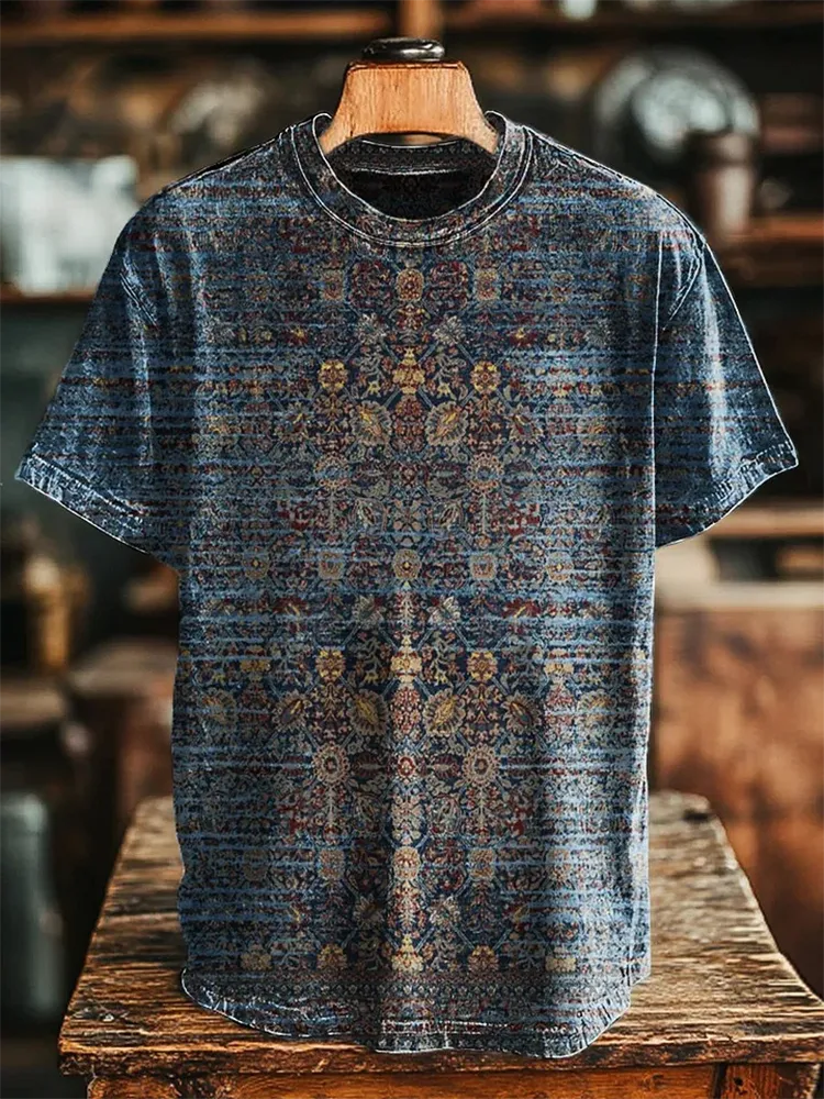 Unisex Vintage Ethnic Totem Printed Casual Loose T-Shirt