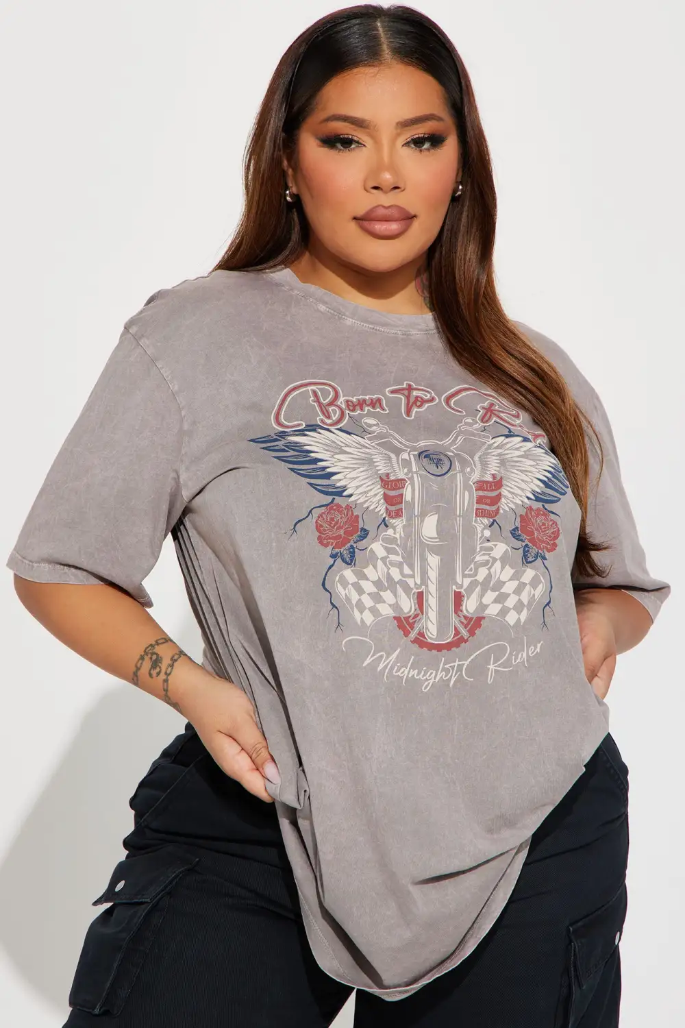 Born To Ride Fast Graphic Tshirt - Grey/combo