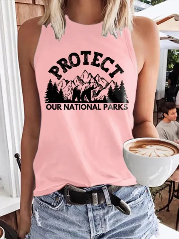 Women'S Protect Our National Parks Round Neck Sleeveless Vest