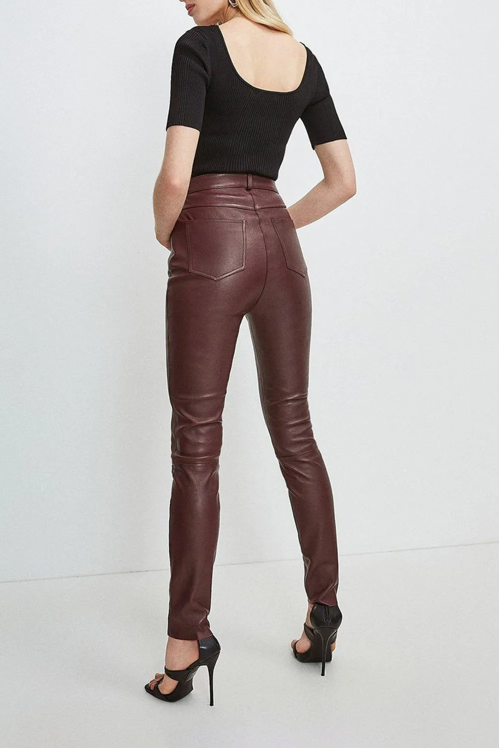 Regular Stretch Leather Five Pocket Trouser