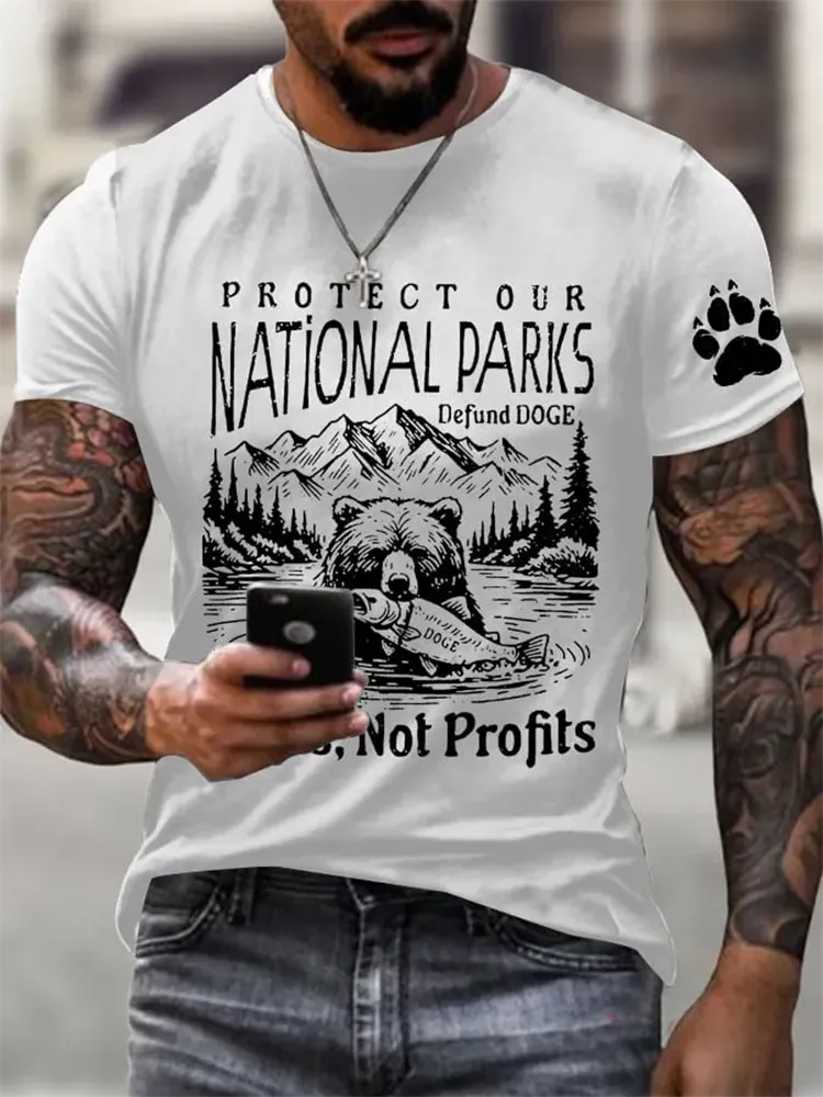 Man'S Protect Our National Parks defund doge Round-Nack Short Sleeve T-Shirt