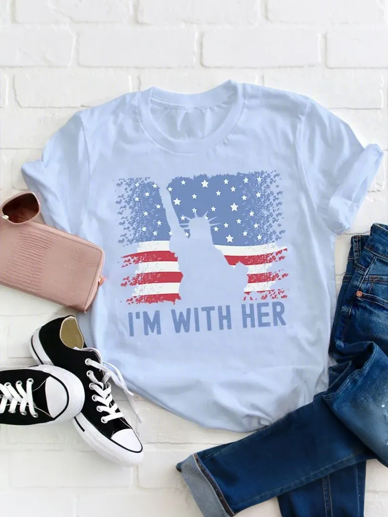 America Flag I'M With Her Teacher T-Shirt