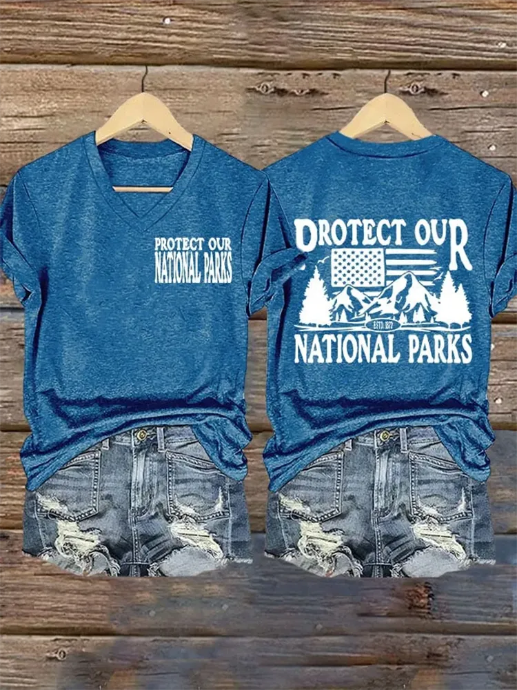 Woman'S Protect Our National Parks V-Neck Short-Sleeve T-Shirt