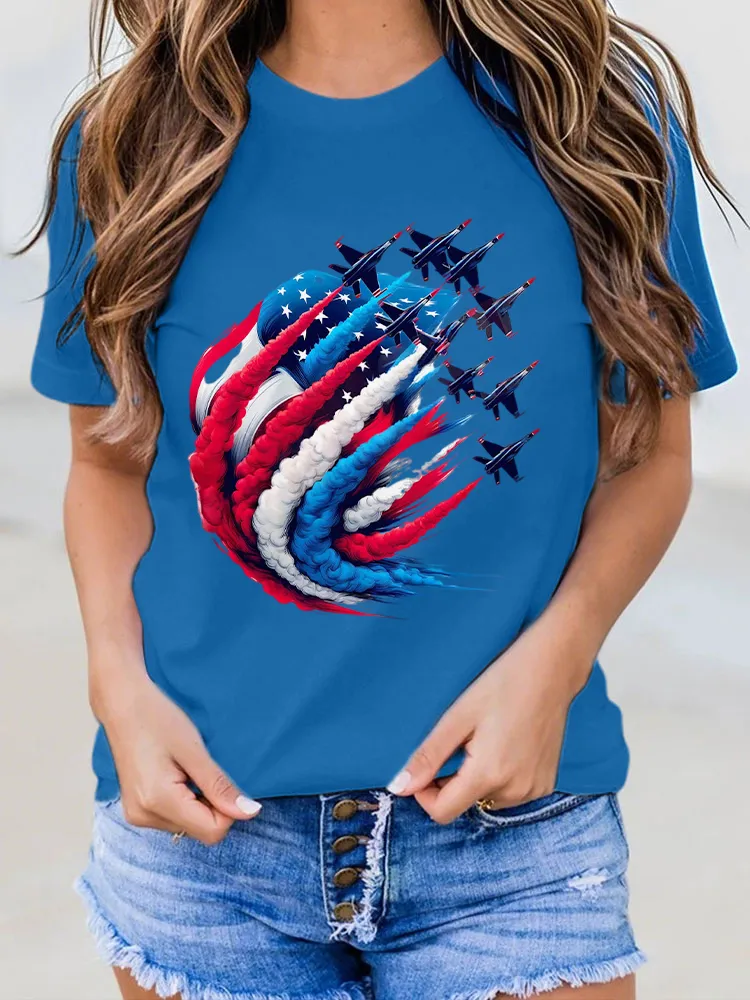 Woman'S Independence Day Print Short-Sleeved T-Shirt