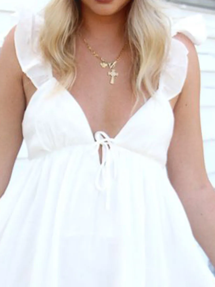 White Ruffle Mini Dress