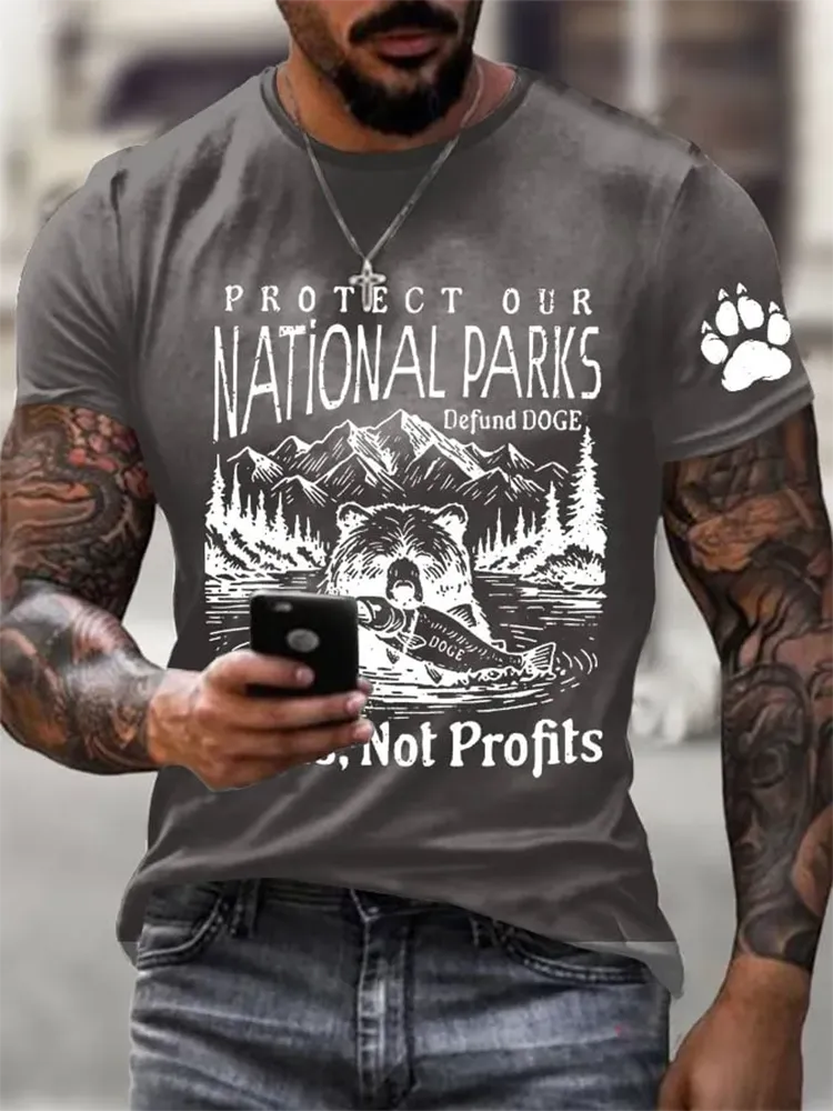 Man'S Protect Our National Parks defund doge Round-Nack Short Sleeve T-Shirt