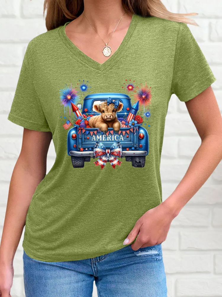 Woman'S Independence Day Print Short-Sleeved T-Shirt