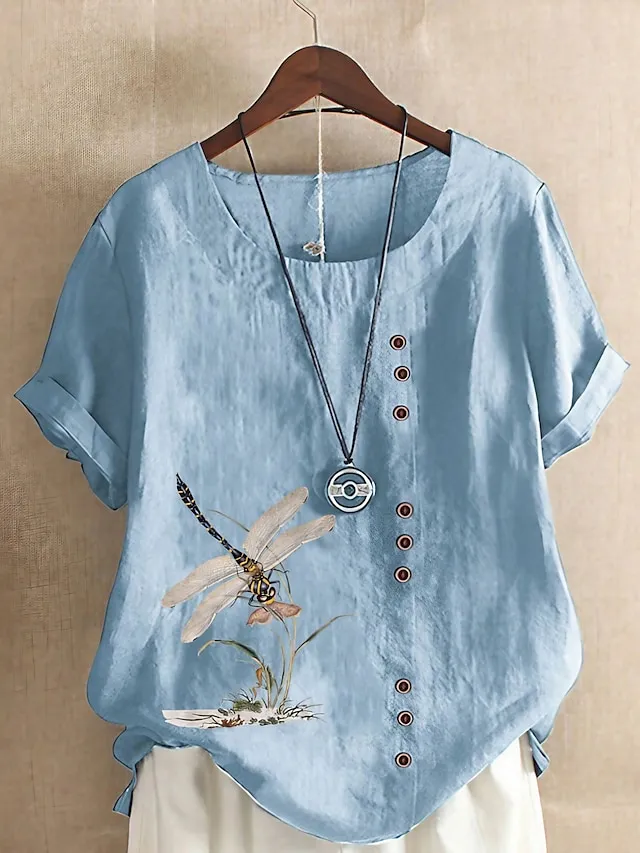 008Short Sleeve Daily Going out Weekend Streetwear Crewneck Regular Fit Summer Spring