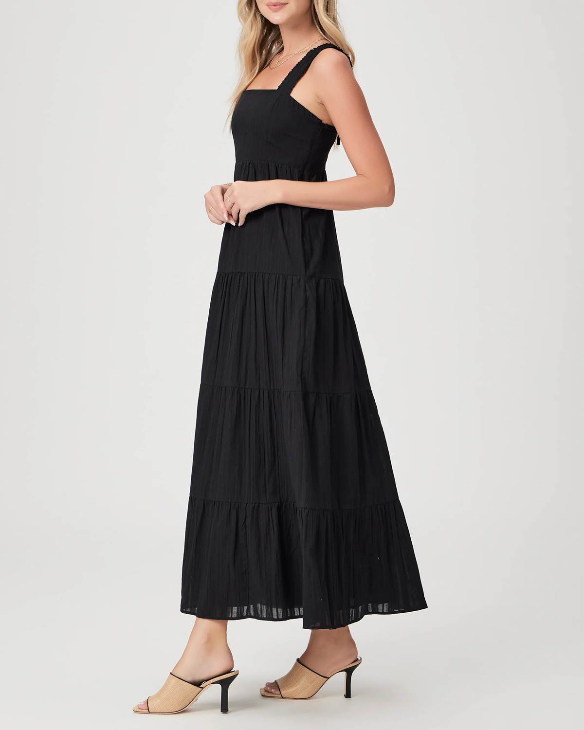 Black Tiered Skirt Maxi Dress