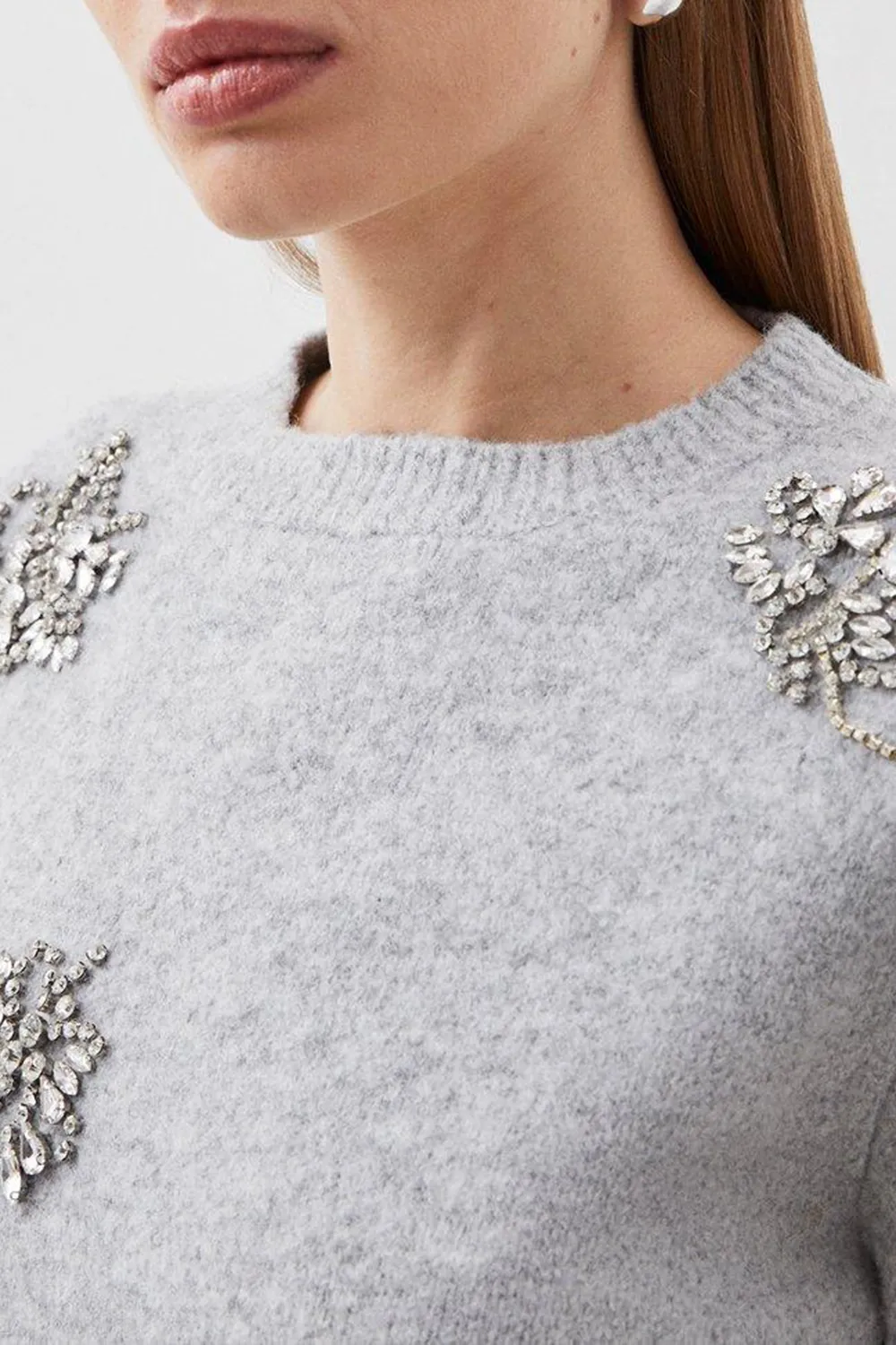Wool Blend Embellished Cosy Knit Jumper