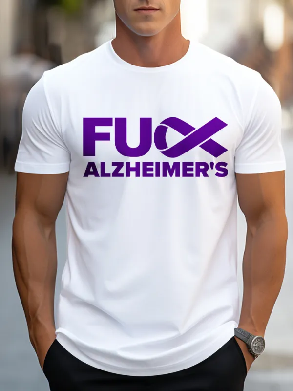 Men'S Round-Neck Short-Sleeved T-Shirt Fuck Alzheimer'S Prints