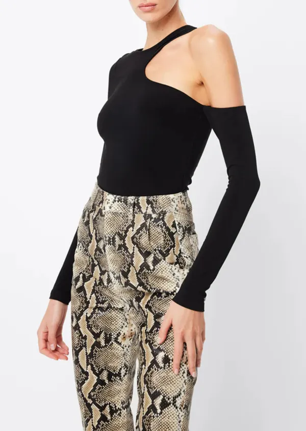Black Cold Shoulder Long Sleeve Top