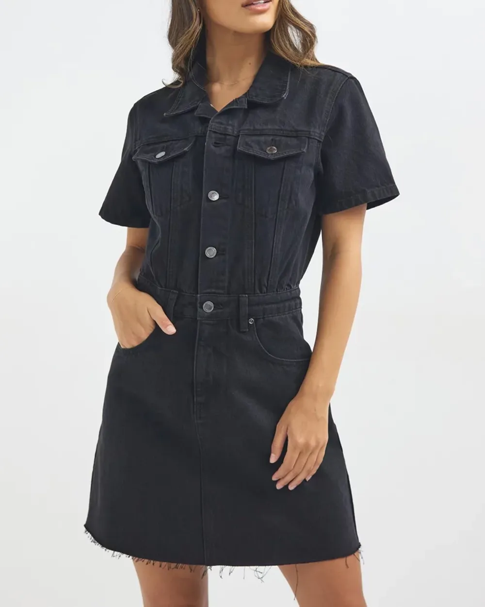 Denim Long Sleeve Mini Dress