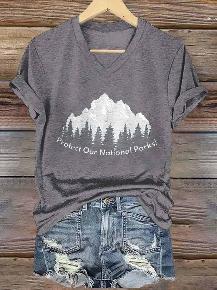 Women'S Protect Our National Parks! V-Neck T-Shirt