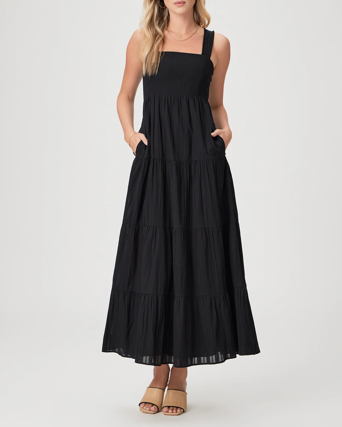 Black Tiered Skirt Maxi Dress