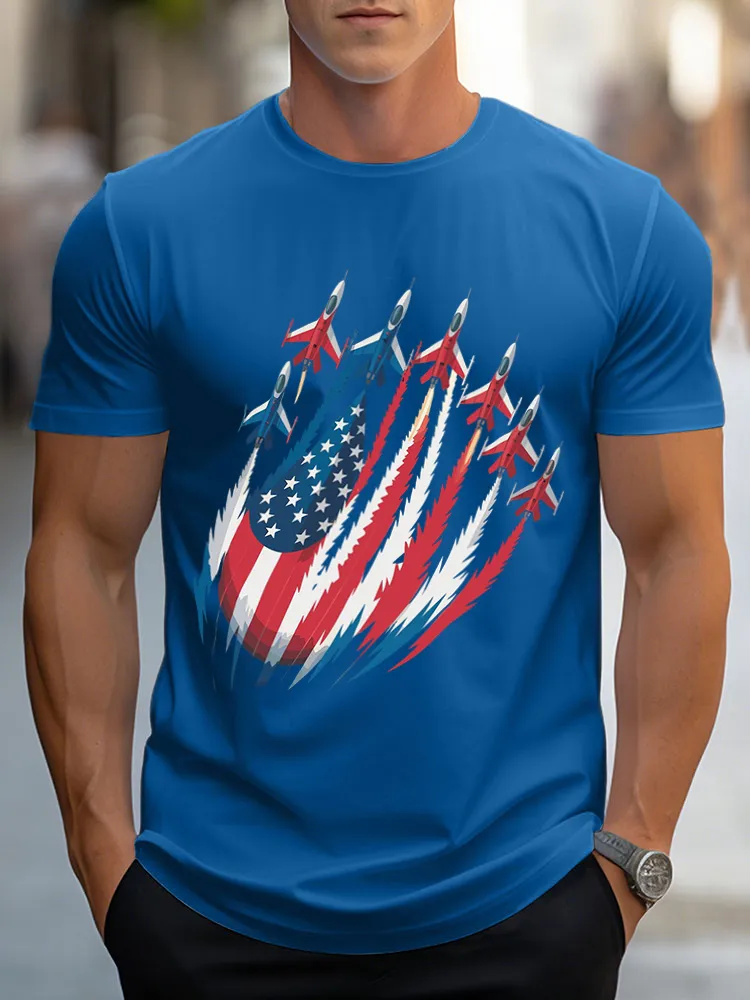 Man'S Independence Day Round-Neck Short-Sleeved T-Shirt