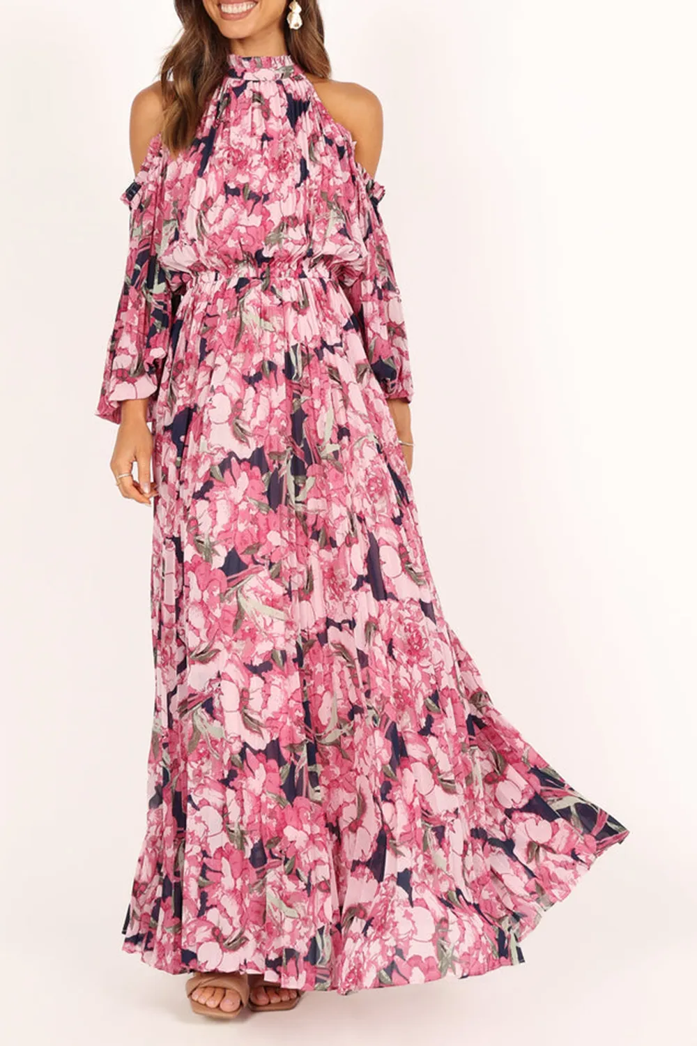 OFF-THE-SHOULDER TRUMPET SLEEVE DRESS
