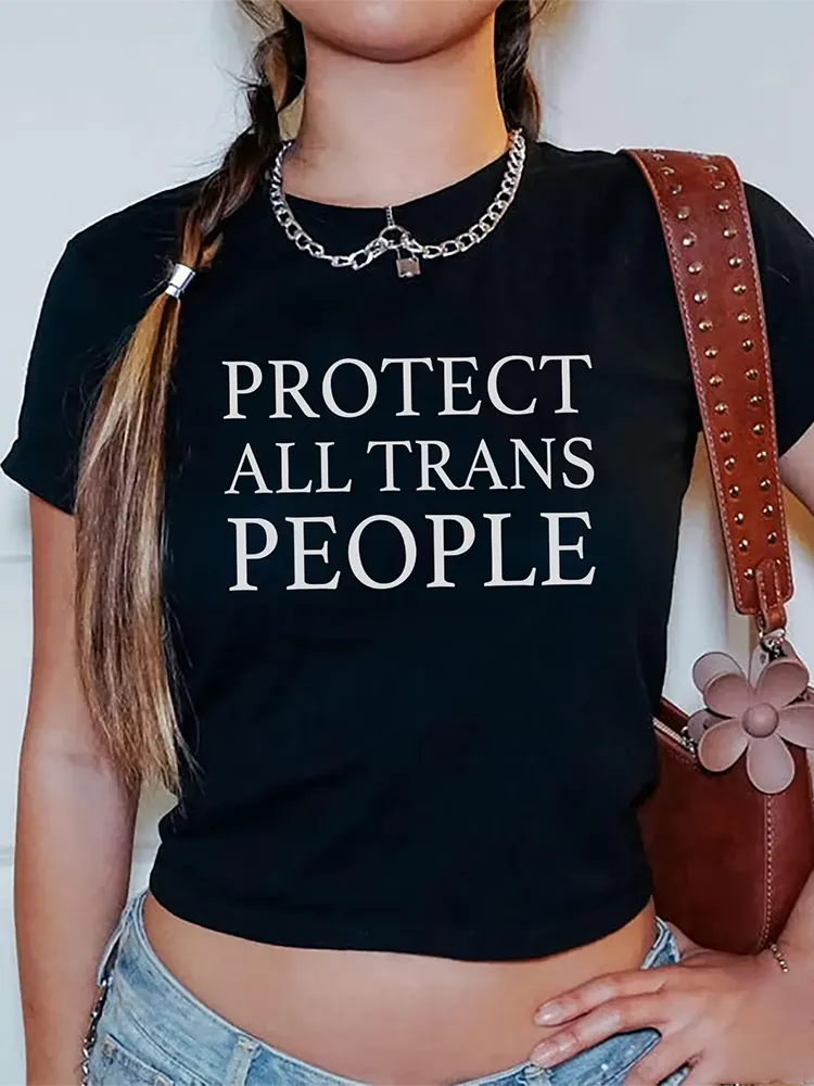 Women'S Protect All Trans People Short Sleeve Round-Neck T-Shirt