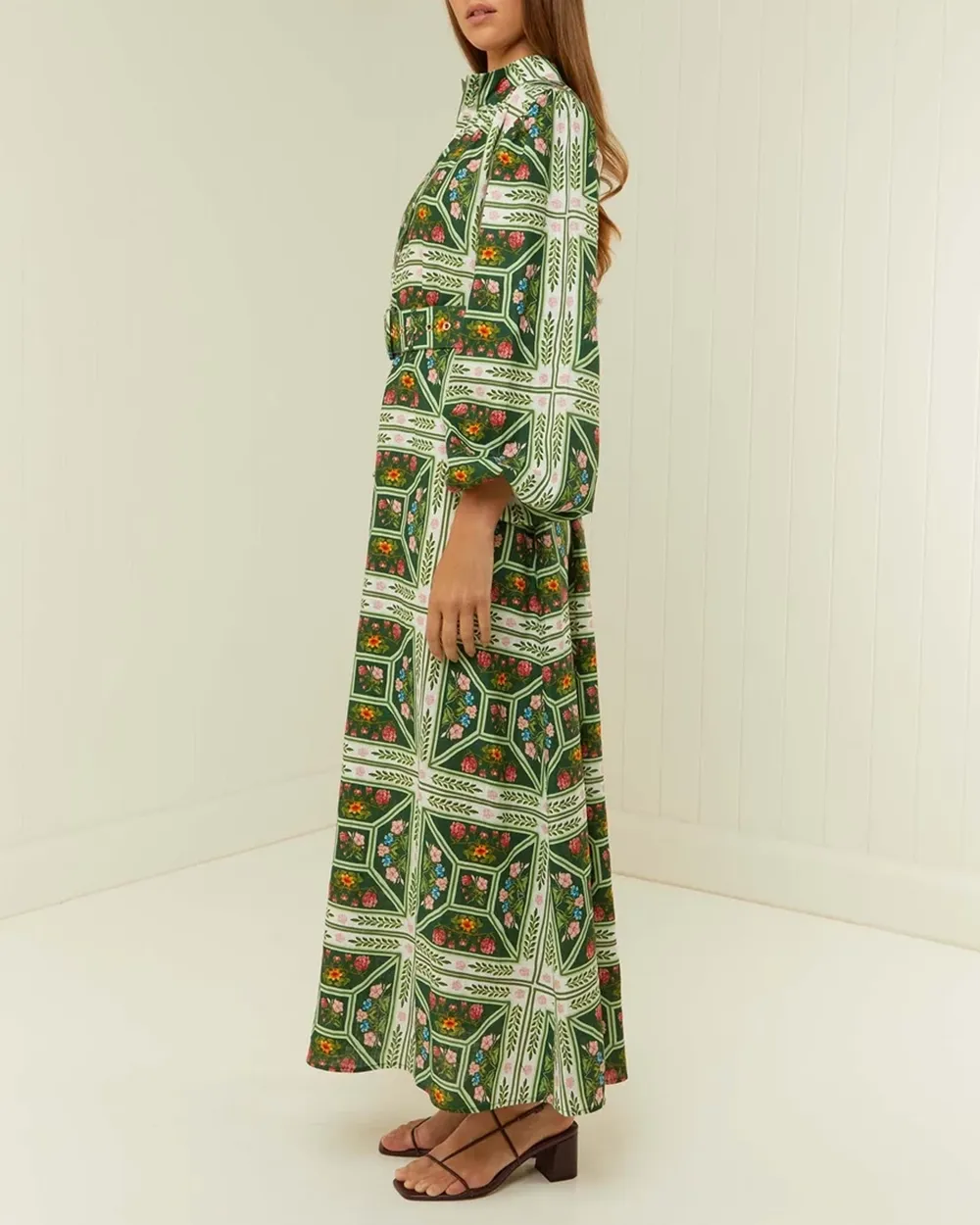 V-neck Puff Sleeve Maxi Dress