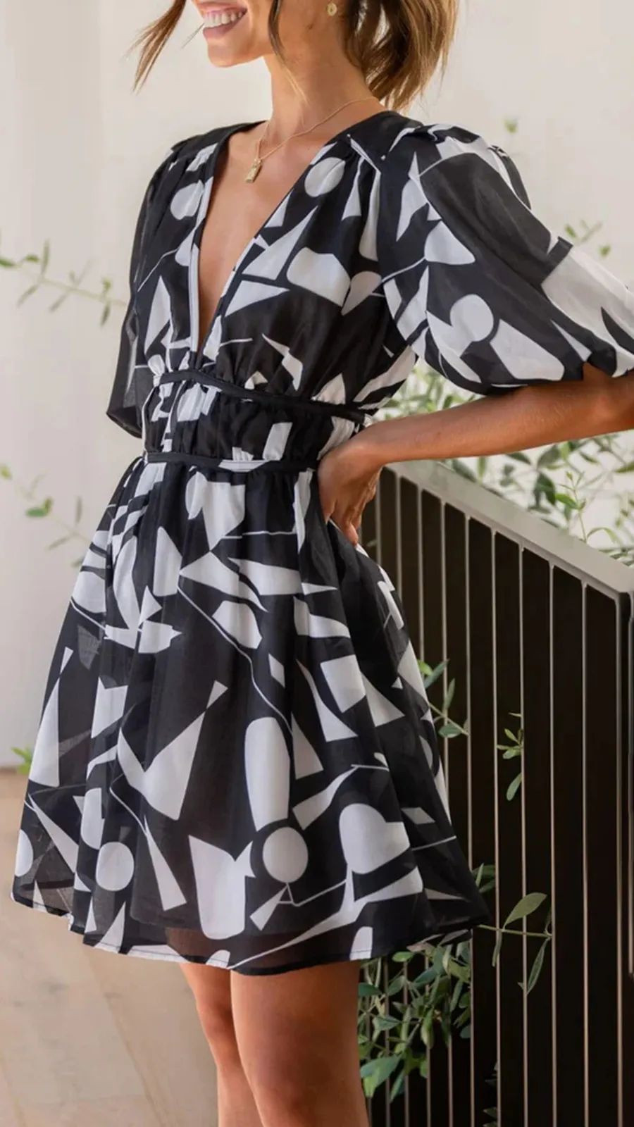 Short Puff Sleeve Mini Dress