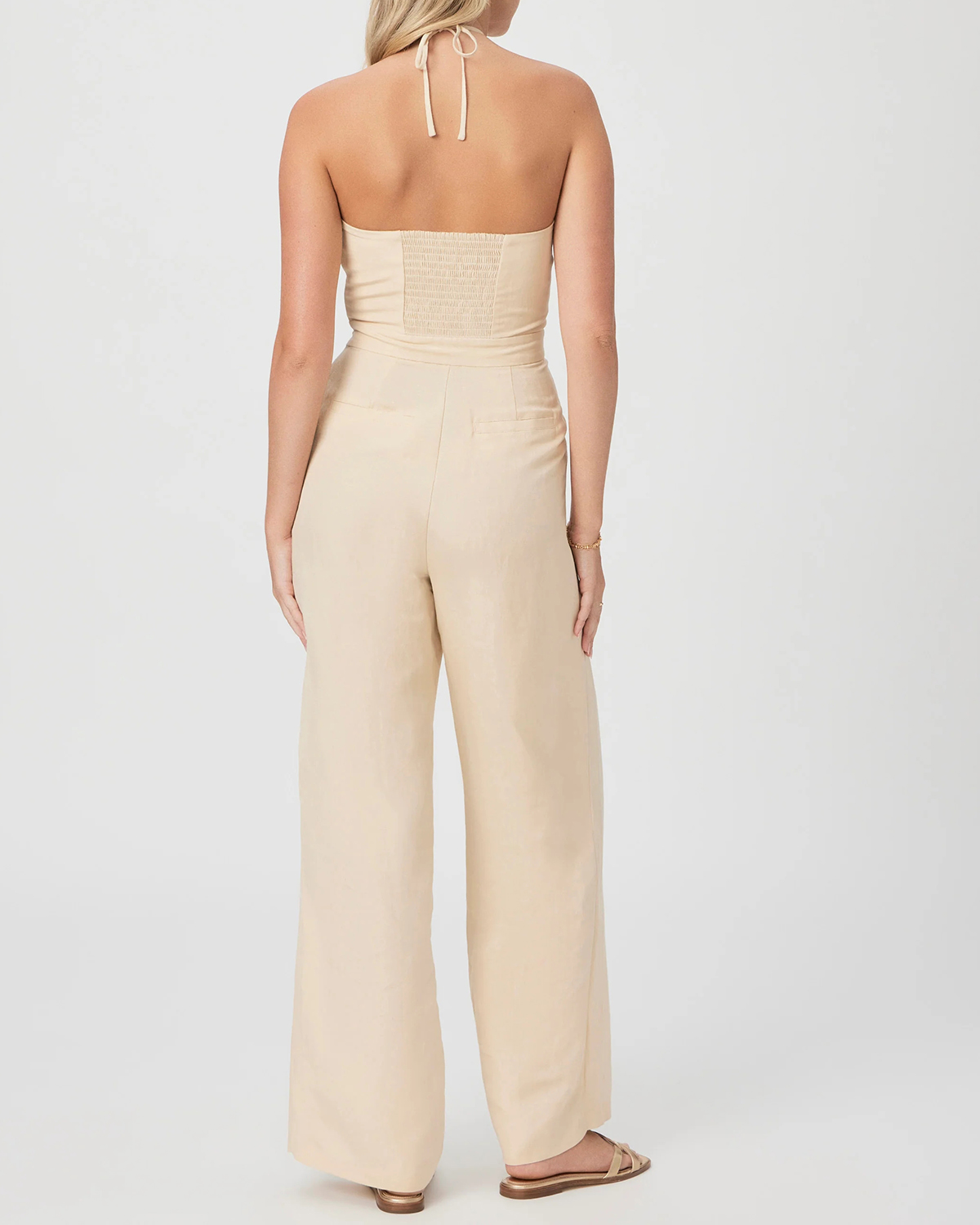 Cream Colored Halter Neck Jumpsuit