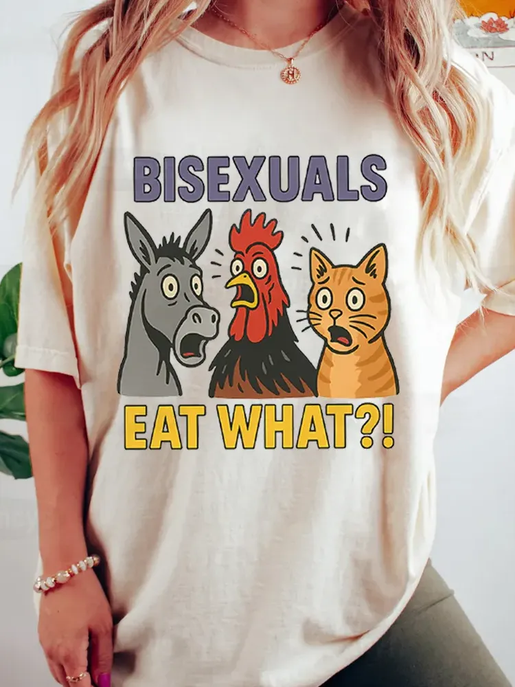 Women'S Bisexuals Eat What?! Short Sleeve Round-Neck T-Shirt