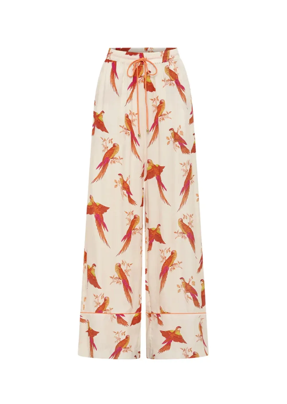 Orange Floral Strapless Wide Leg Pants