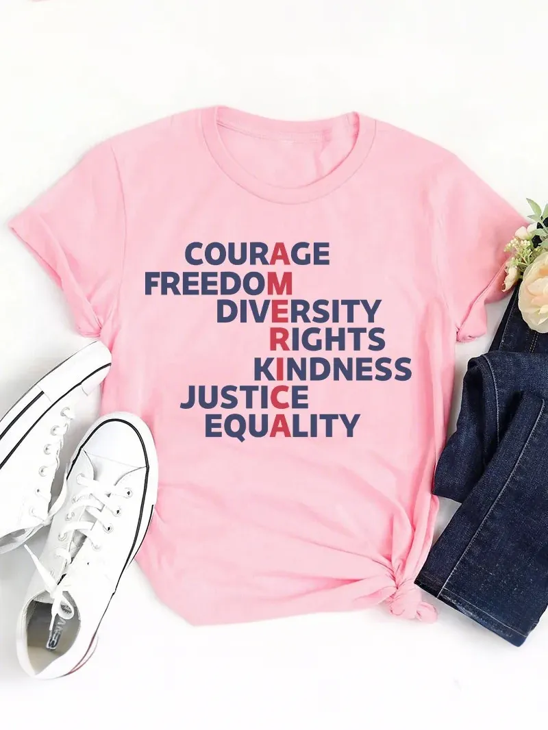 Courage Freedom Diversity Right Kindness Justice Equality America Teacher T-Shirt